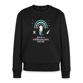Fisch Sternzeichen Geburtstag Sternenbild Fische - Frauen Premium Bio Pullover - Schwarz - Vorne - Julia (174cm)