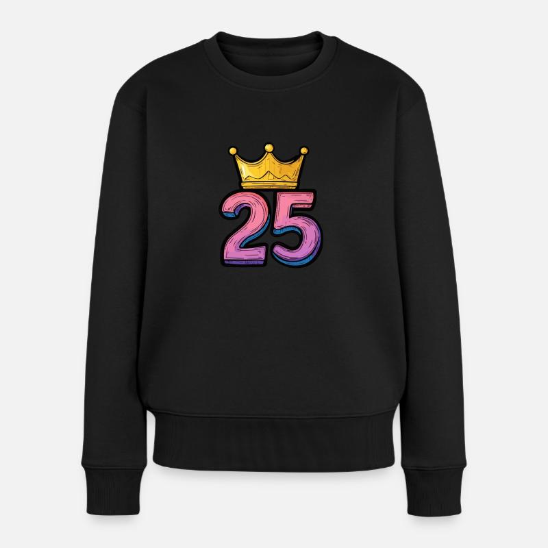 25 Zahl Krone - Frauen Premium Bio Pullover - Schwarz