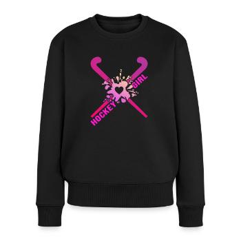 Hockey Feldhockey Hockeygirl Damenhockey - Frauen Premium Bio Pullover - Schwarz - Vorne - Julia (174cm)