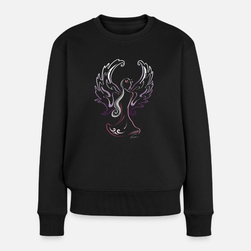 Engel lila - Frauen Premium Bio Pullover - Schwarz