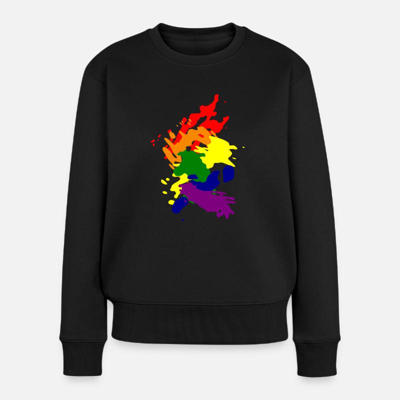 regenbogen - Frauen Premium Bio Pullover - Schwarz