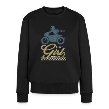 BIKER GIRL motorcycle cadeau noel tshirt motarde - Pull Premium bio Femme - noir - Devant - Julia (174cm)