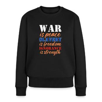 Guerre-paix, esclavage-liberté, ignorance-pouvoir - Pull Premium bio Femme - noir - Devant - Julia (174cm)
