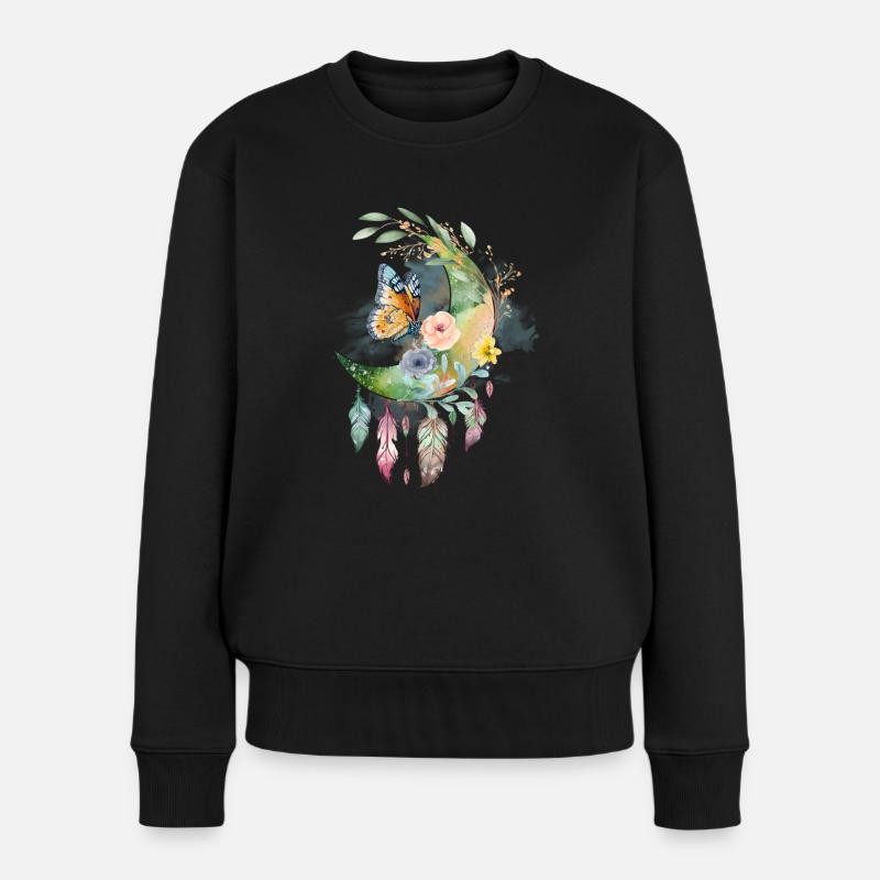 Moon Dream Catcher Butterfly Roses, Dessin - Pull Premium bio Femme - noir