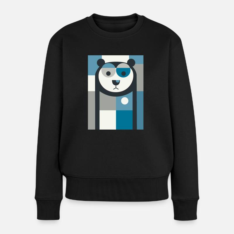 Abstrakter Bär - Frauen Premium Bio Pullover - Schwarz