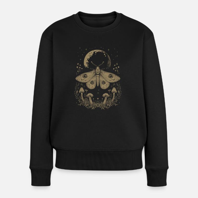 Motte Fairycore Goth Grunge Pilze - Frauen Premium Bio Pullover - Schwarz