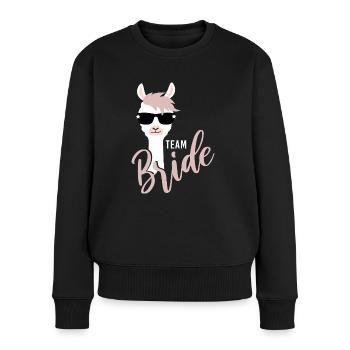 Chemise de groupe de l'équipe de mariage mariée Lama JGA 2 - Pull Premium bio Femme - noir - Devant - Julia (174cm)