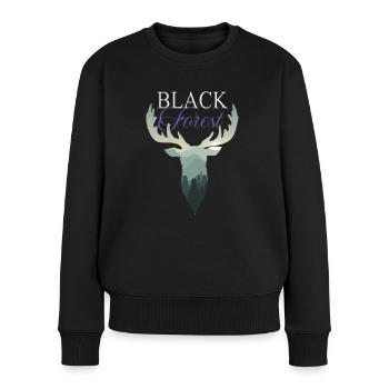 Forêt Noire tendance Cerf - Pull Premium bio Femme - noir - Devant - Julia (174cm)