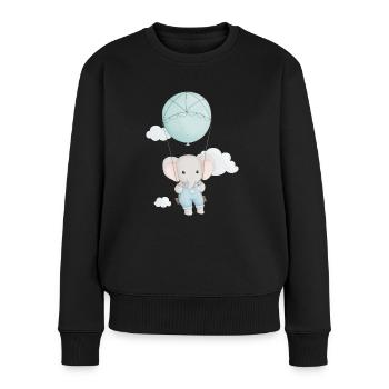 éléphant mignon sur une balançoire - Pull Premium bio Femme - noir - Devant - Julia (174cm)
