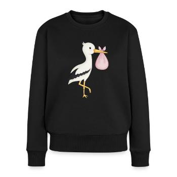 mignon cigogne rose - Pull Premium bio Femme - noir - Devant - Julia (174cm)