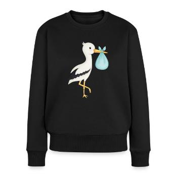mignonne cigogne turquoise - Pull Premium bio Femme - noir - Devant - Julia (174cm)
