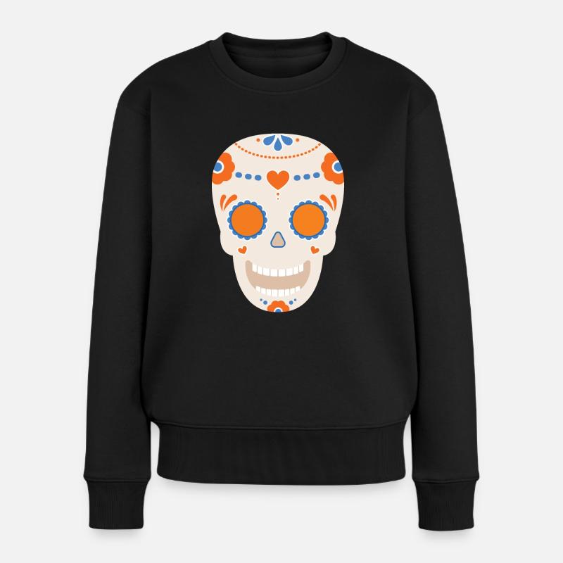Skull - Frauen Premium Bio Pullover - Schwarz