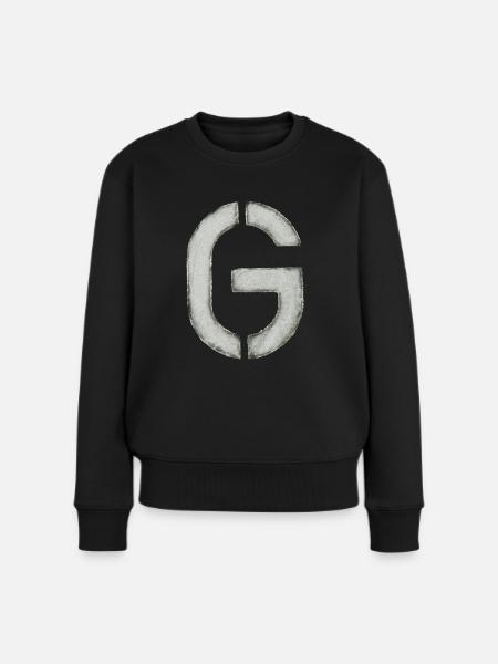 G - Buchstabe (Schablone/ Stencil) - Frauen Premium Bio Pullover - Schwarz