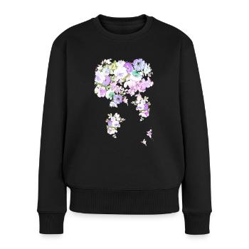 Fleur, floral, fleurs, fleur, blanc - Pull Premium bio Femme - noir - Devant - Julia (174cm)