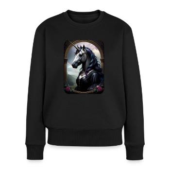 Einhorn mit menschlichem Körper - Frauen Premium Bio Pullover - Schwarz - Vorne - Julia (174cm)