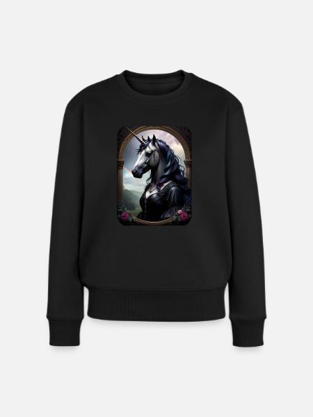 Einhorn mit menschlichem Körper - Frauen Premium Bio Pullover - Schwarz