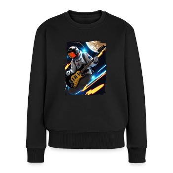 Astronaut spielt im All Gitarre - Frauen Premium Bio Pullover - Schwarz - Vorne - Julia (174cm)