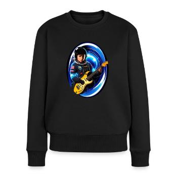 Asiatische Astronautin spielt im All Gitarre - Frauen Premium Bio Pullover - Schwarz - Vorne - Julia (174cm)