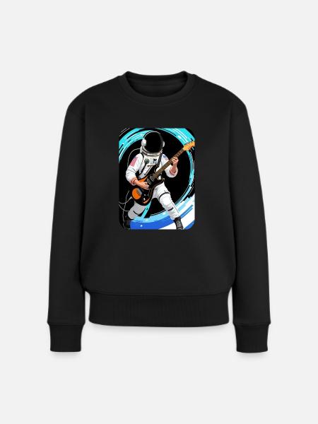 Astronaut spielt E-Gitarre - Frauen Premium Bio Pullover - Schwarz