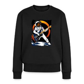 Astronaut spielt im All Gitarre - Frauen Premium Bio Pullover - Schwarz - Vorne - Julia (174cm)