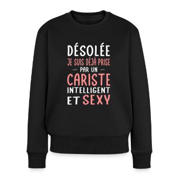 Désolée déjà prise par un cariste sexy - Pull Premium bio Femme - noir - Devant - Julia (174cm)