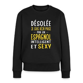 Désolée déjà prise par un Espagnol sexy - Pull Premium bio Femme - noir - Devant - Julia (174cm)