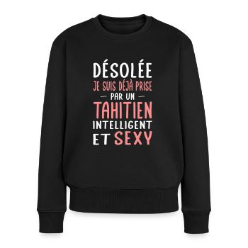 Désolée déjà prise par un Tahitien sexy - Pull Premium bio Femme - noir - Devant - Julia (174cm)