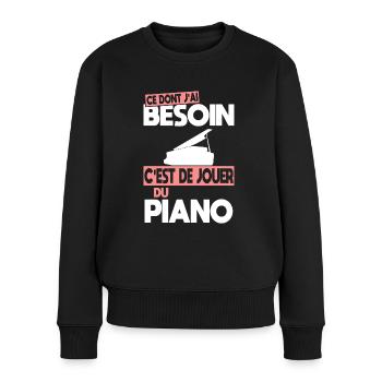 Ce dont j'ai besoin c'est de jouer du Piano - Pull Premium bio Femme - noir - Devant - Julia (174cm)