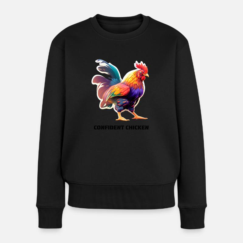 CONFIDENT CHICKEN - Frauen Premium Bio Pullover - Schwarz