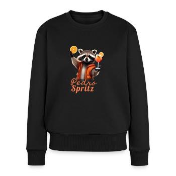 raccoon, illustration, cocktail, pedro - Women's Premium Organic Jumper - black - Front - Julia (174cm)