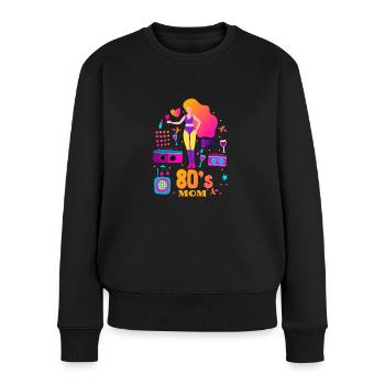 80's| Costume| Bright Colors| Millennials|Humor - Frauen Premium Bio Pullover - Schwarz - Vorne - Julia (174cm)