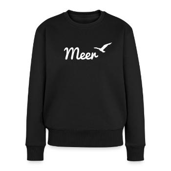 ocean and seagull océan et mouette - Pull Premium bio Femme - noir - Devant - Julia (174cm)