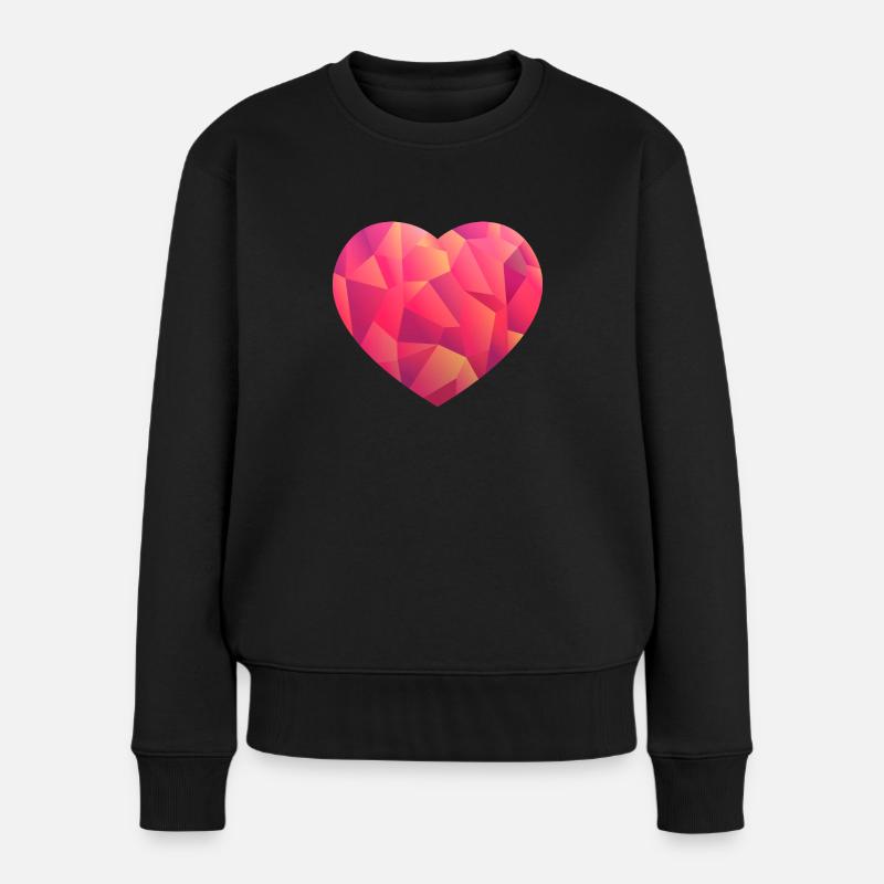 Herz pink - Frauen Premium Bio Pullover - Schwarz