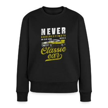 Oldtimer Automobil Baujahr - Frauen Premium Bio Pullover - Schwarz - Vorne - Julia (174cm)