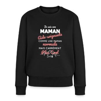 Maman aide-soignante comme maman normale plus cool - Pull Premium bio Femme - noir - Devant - Julia (174cm)