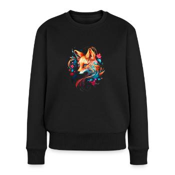 Floral Fox - Women's Premium Organic Jumper - black - Front - Julia (174cm)