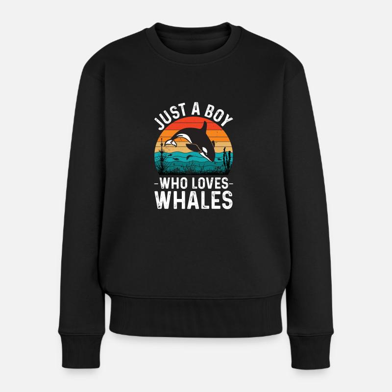 Orca Wal Jungen Kinder Wasser Fisch Ozean - Frauen Premium Bio Pullover - Schwarz