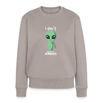 Graffiti Tropfen UFO Mystery - Frauen Premium Bio Pullover - Taupe - Vorne - Julia (174cm)