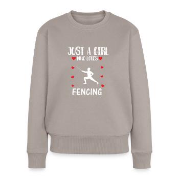 Fechterin Fechter Parierstange Mädchen Sport Hobby - Frauen Premium Bio Pullover - Taupe - Vorne - Julia (174cm)