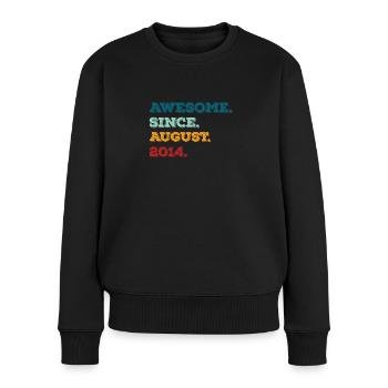 August 2014 - Geburtstag im August - Frauen Premium Bio Pullover - Schwarz - Vorne - Julia (174cm)