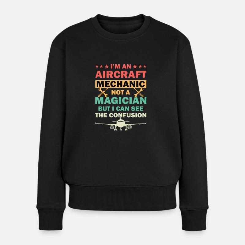 Flugzeugmechaniker Mechnaiker Held Flugzeug - Frauen Premium Bio Pullover - Schwarz