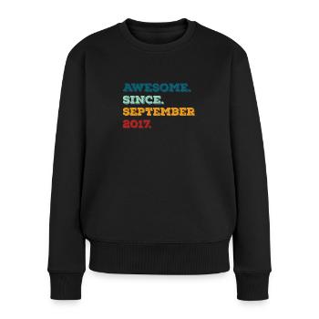 Geburtstag September 2017 Geboren Geburtsjahr - Frauen Premium Bio Pullover - Schwarz - Vorne - Julia (174cm)