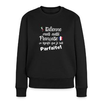 Je suis Italienne et française cadeau femme humour - Pull Premium bio Femme - noir - Devant - Julia (174cm)