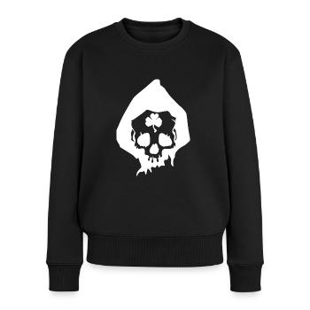 Skull clover Happy St. Patrick's day - Pull Premium bio Femme - noir - Devant - Julia (174cm)