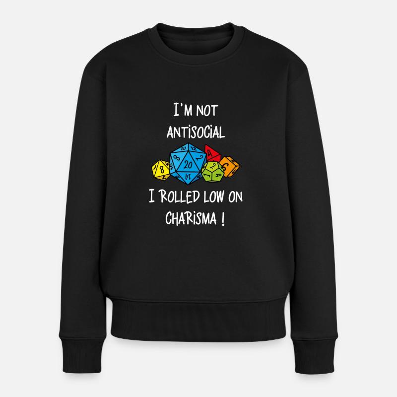 Ich bin nicht asozial, ich habe wenig Charisma! - Frauen Premium Bio Pullover - Schwarz
