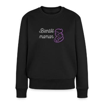 bientôt maman bébé - Pull Premium bio Femme - noir - Devant - Julia (174cm)