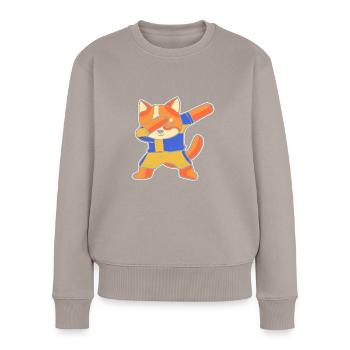 Schweden Schwedisch Fußball - Frauen Premium Bio Pullover - Taupe - Vorne - Julia (174cm)
