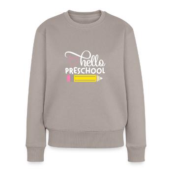 Hallo Vorschule - Frauen Premium Bio Pullover - Taupe - Vorne - Julia (174cm)