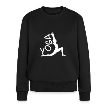 Yoga Workout - Frauen Premium Bio Pullover - Schwarz - Vorne - Julia (174cm)