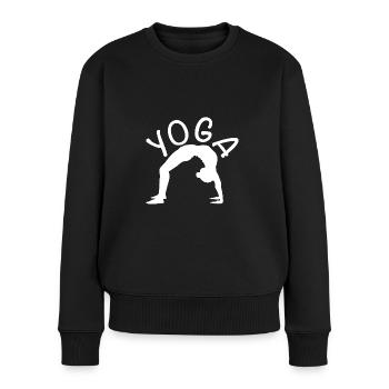 Exercice de yoga pour une séance d’entraînement - Pull Premium bio Femme - noir - Devant - Julia (174cm)
